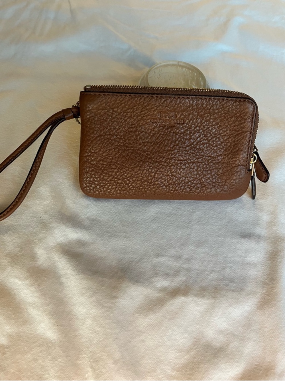 Coach Chestnut Pebbled Leather Wristlet
